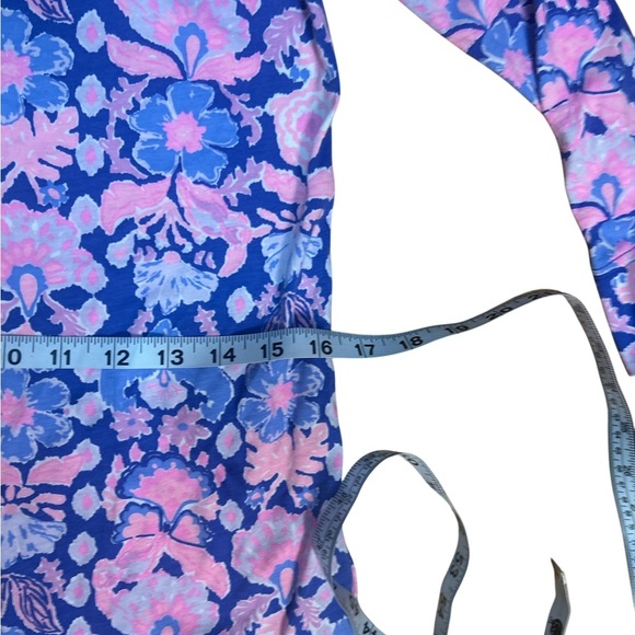 Lilly Pulitzer Pink Blue Floral Shift Dress Size Small 3/4 Sleeve Beach Resort - Picture 6 of 6